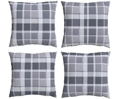 Lauko pagalvė Languotas 4 pcs PilkasCheck 60 x 60 cm Audinys