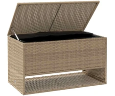 Lauko pagalvėlių dėžė, smėlio spalvos, 100x55x55,5 cm, poliratanas
