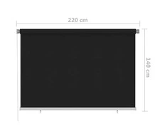 Lauko roletas, 225 (plotis) x 140 (aukštis) cm, juodos spalvos