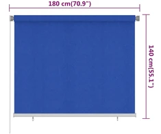 Lauko roletas, 185 (plotis) x 140 (aukštis) cm, mėlynos spalvos, HDPE