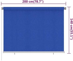 Lauko roletas, 205 (plotis) x 140 (aukštis) cm, mėlynos spalvos, HDPE