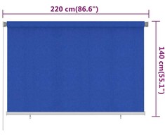 Lauko roletas, 225 (plotis) x 140 (aukštis) cm, mėlynos spalvos, HDPE