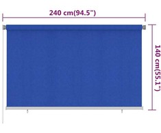 Lauko roletas, 245 (plotis) x 140 (aukštis) cm, mėlynos spalvos, HDPE