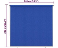 Lauko roletas, 245 (plotis) x 230 (aukštis) cm, mėlynos spalvos, HDPE