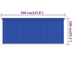 Lauko roletas, 355 (plotis) x 140 (aukštis) cm, mėlynos spalvos, HDPE