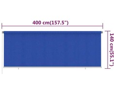 Lauko roletas, 405 (plotis) x 140 (aukštis) cm, mėlynos spalvos, HDPE