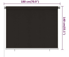Lauko roletas, 185 (plotis) x 140 (aukštis) cm, rudos spalvos, HDPE