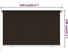 Lauko roletas, 245 (plotis) x 140 (aukštis) cm, rudos spalvos, HDPE