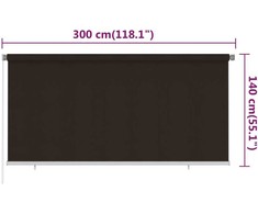Lauko roletas, 305 (plotis) x 140 (aukštis) cm, rudos spalvos, HDPE