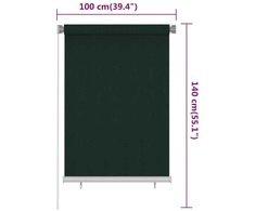Lauko roletas, 105 (plotis) x 140 (aukštis) cm, tamsiai žalios spalvos, HDPE