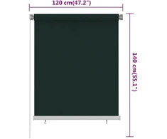 Lauko roletas, 125 (plotis) x 140 (aukštis) cm, tamsiai žalios spalvos, HDPE