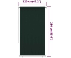 Lauko roletas, 125 (plotis) x 230 (aukštis) cm, tamsiai žalios spalvos, HDPE