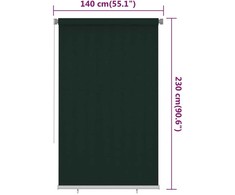 Lauko roletas, 145 (plotis) x 230 (aukštis) cm, tamsiai žalios spalvos, HDPE