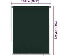 Lauko roletas, 185 (plotis) x 230 (aukštis) cm, tamsiai žalios spalvos, HDPE
