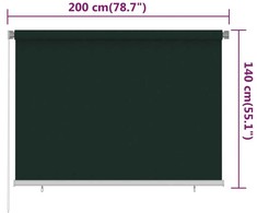 Lauko roletas, 205 (plotis) x 140 (aukštis) cm, tamsiai žalios spalvos, HDPE