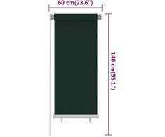 Lauko roletas, 65 (plotis) x 140 (aukštis) cm, tamsiai žalios spalvos, HDPE