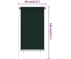 Lauko roletas, 85 (plotis) x 140 (aukštis) cm, tamsiai žalios spalvos, HDPE