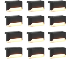 Lauko saulės šviestuvai su žemės kuolu 12 pcs Šilta balta