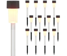 Lauko saulės šviestuvai su žemės kuolu 12 pcs Šilta balta