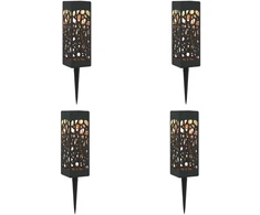 Lauko saulės šviestuvai su žemės kuolu 4 pcs Šilta balta 29 cm