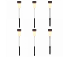 Lauko saulės šviestuvai su žemės kuolu 6 pcs Šilta balta