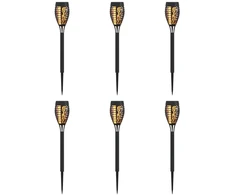 Lauko saulės šviestuvai su žemės kuolu 6 pcs Šilta balta ABS