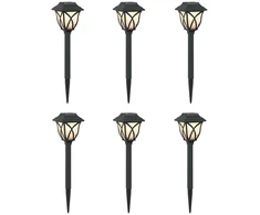 Lauko saulės šviestuvai su žemės kuolu 6 pcs Šilta balta 42 cm