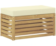 Lauko sėdynė suolelis su pagalve Balta 80 x 43 x 45 cm