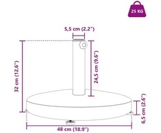 Skėčio pagrindas 24.35 kg Tamsiai pilka mediena Apvali