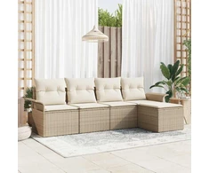 Lauko sofa 5 vnt. Smėlio poliratanas