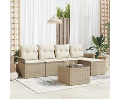 Lauko sofa 6 vnt. Smėlio poliratanas