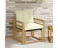 Lauko sofa Kietasis akacijos medis ir Textilene Balta