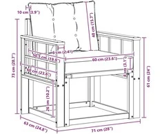 Lauko sofa Kietasis akacijos medis ir Textilene Balta