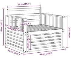Lauko sofa Kietos akacijos mediena Balta