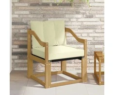 Lauko sofa Kietos akacijos mediena Balta ir kreminė