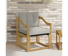 Lauko sofa Kietos akacijos mediena Balta ir šviesiai pilka