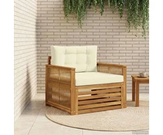 Lauko sofa Kietos akacijos mediena Natūralus ir grietinėlė
