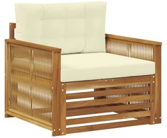 Lauko sofa Kietos akacijos mediena Natūralus ir grietinėlė