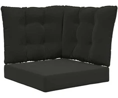 Lauko sofa pagalvėlė 3 pcs Juodas Poliesteris