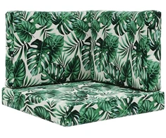 Lauko sofa pagalvėlė 3 pcs Lapų raštas Poliesteris