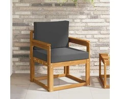 Lauko sofa Tvirta akacijos mediena ir poliesteris Natūrali
