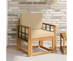 Lauko sofa Tvirta akacijos mediena ir poliesteris Natūrali