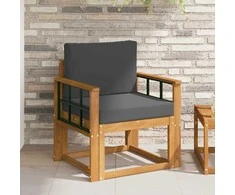 Lauko sofa Tvirta akacijos mediena ir poliesteris Natūrali