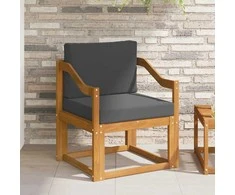 Lauko sofa Tvirta akacijos mediena ir poliesteris Natūrali