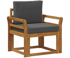 Lauko sofa Tvirta akacijos mediena ir poliesteris Natūrali