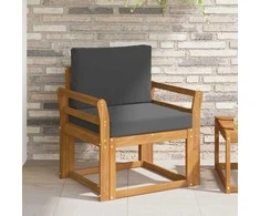 Lauko sofa Tvirta akacijos mediena ir poliesteris Natūrali