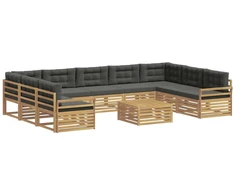 Lauko sofos komplektas 10 pcs Balta ir antracito