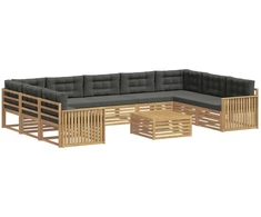 Lauko sofos komplektas 10 pcs Balta ir antracito