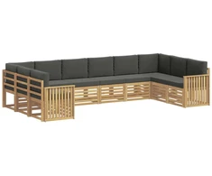 Lauko sofos komplektas 10 pcs Balta ir antracito