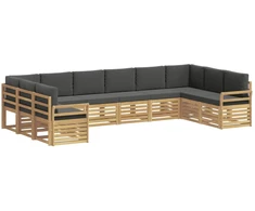 Lauko sofos komplektas 10 pcs Balta ir antracito